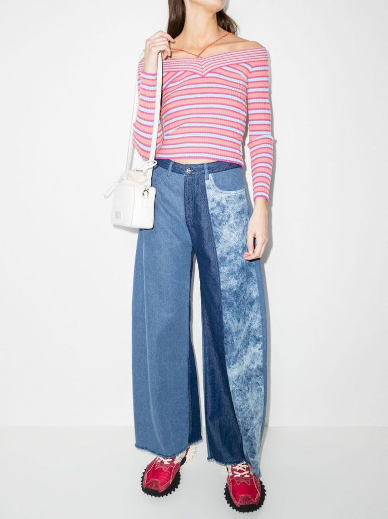 Nina Striped Off-the-shoulder Knitted Top