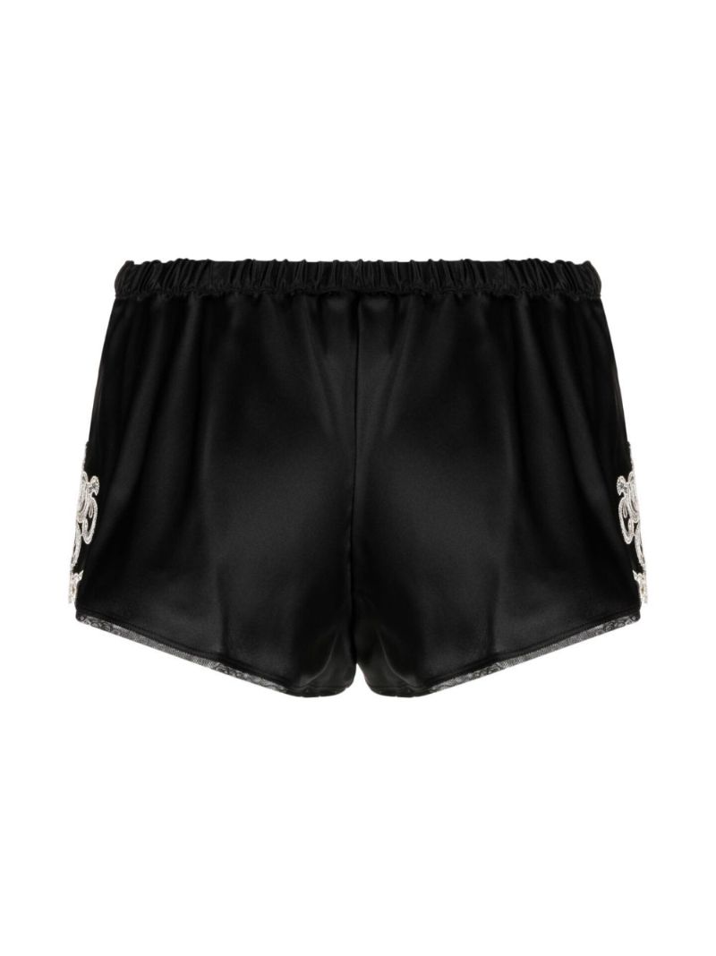 Black Maison Lace-trim Silk Pajama Bottom