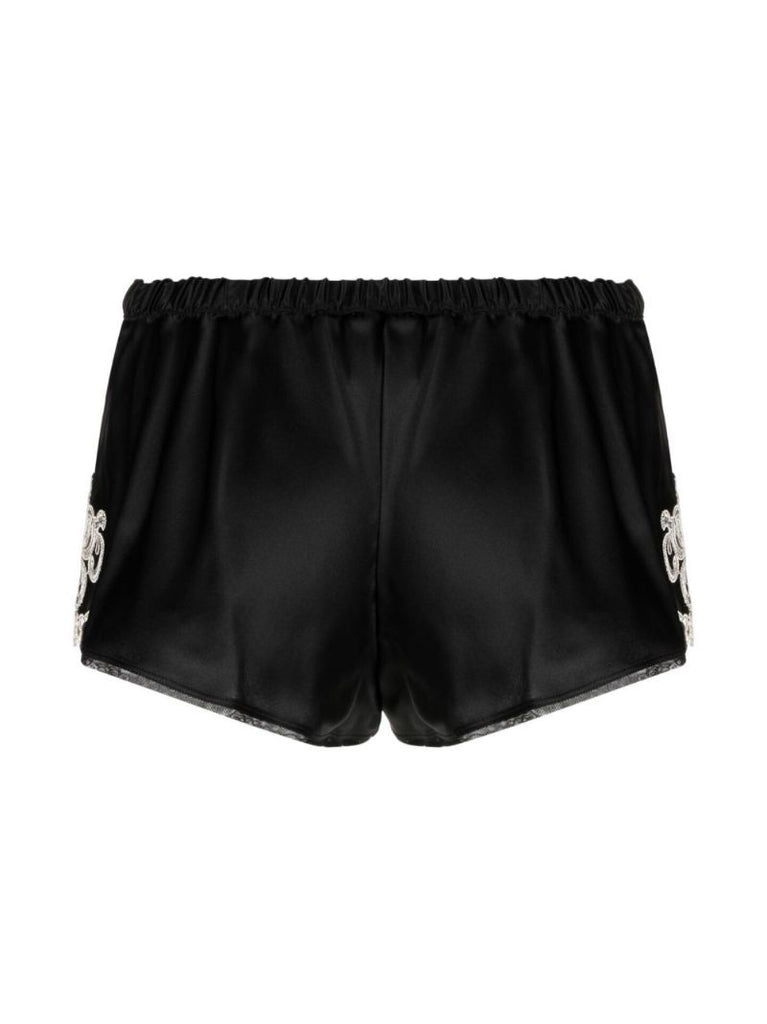 Black Maison Lace-trim Silk Pajama Bottom