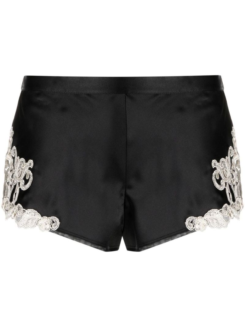 Black Maison Lace-trim Silk Pajama Bottom