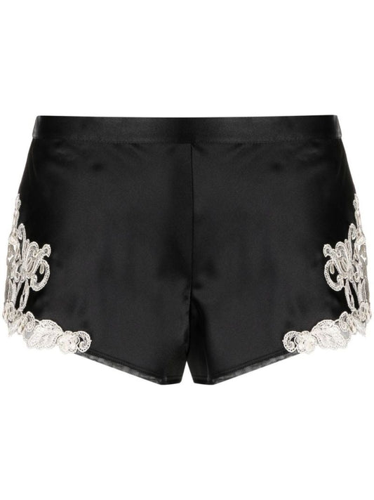 Black Maison Lace-trim Silk Pajama Bottom