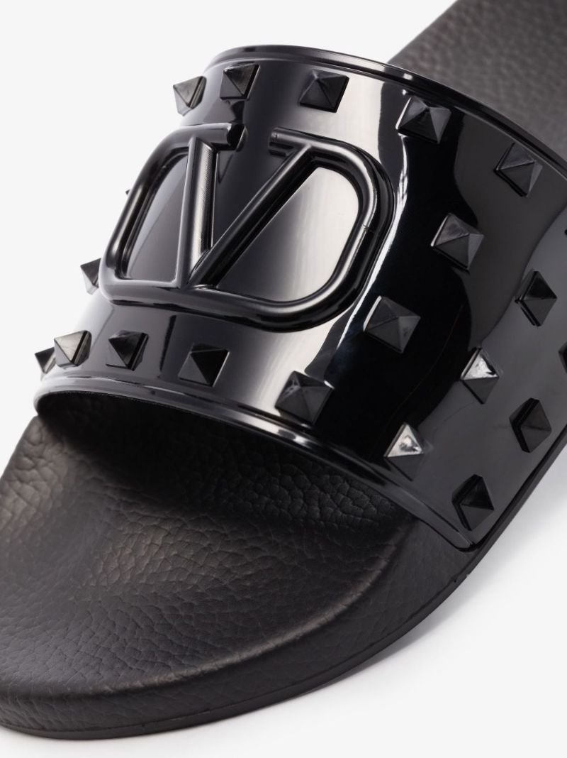 Black Summer Vlogo Rubber Slides