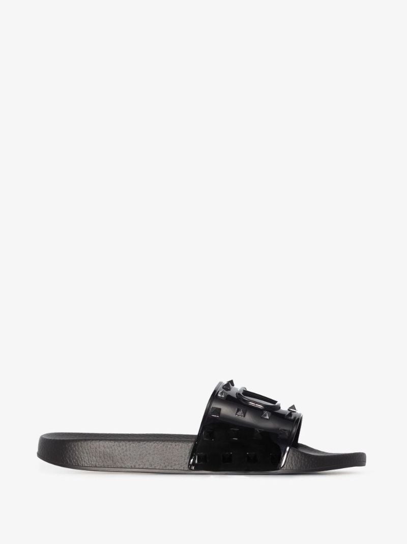 Black Summer Vlogo Rubber Slides