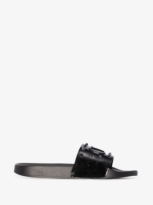 Black Summer Vlogo Rubber Slides