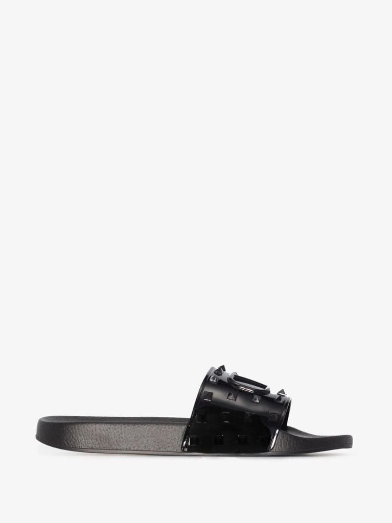Black Summer Vlogo Rubber Slides