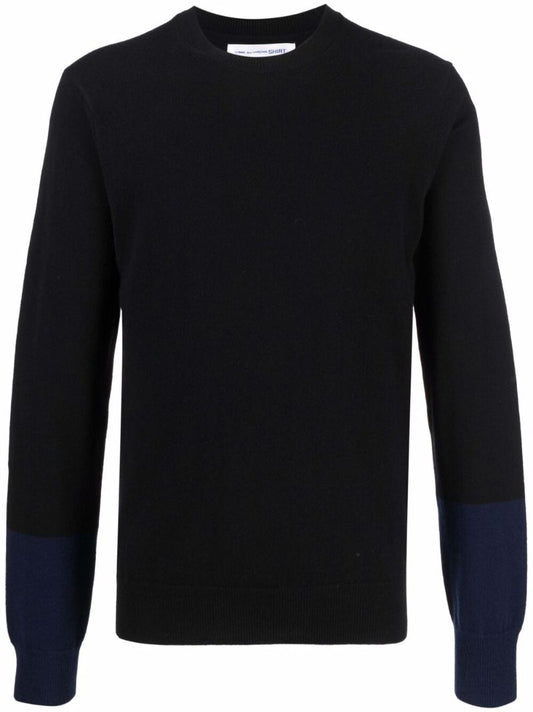 Black Panelled Wool Jumper