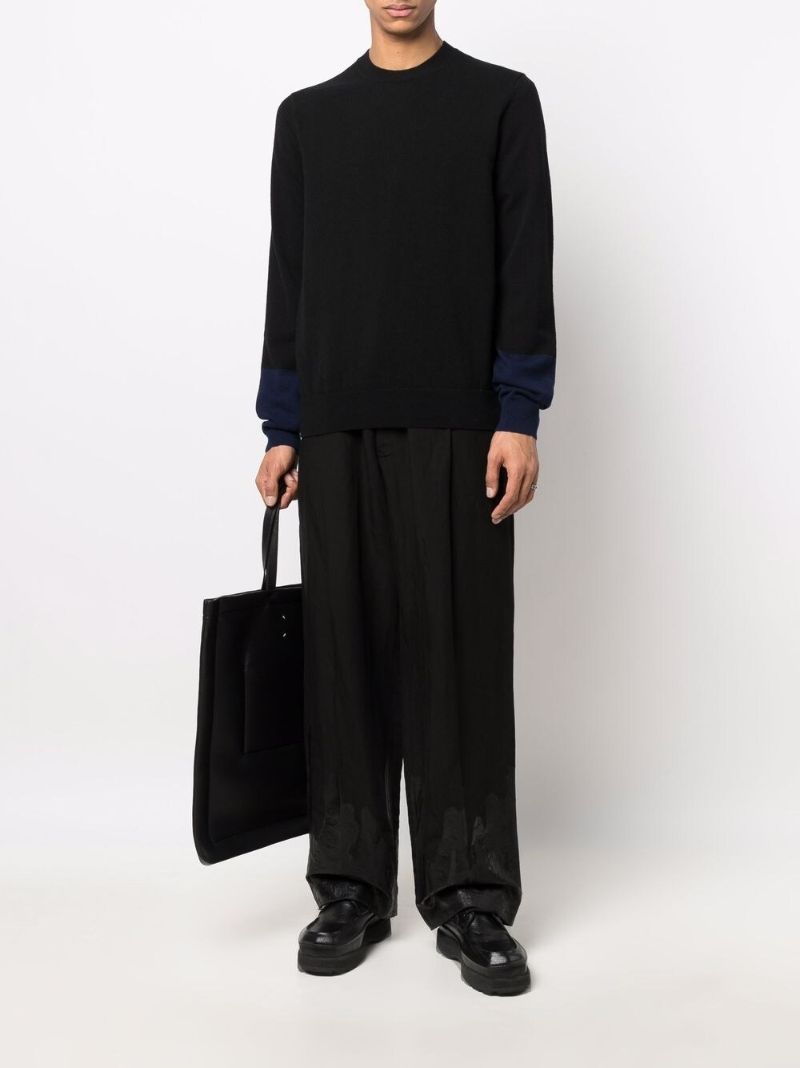 Black Panelled Wool Jumper