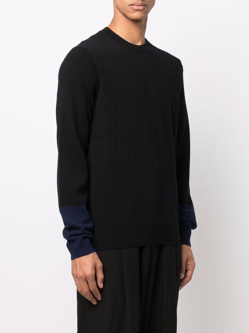 Black Panelled Wool Jumper