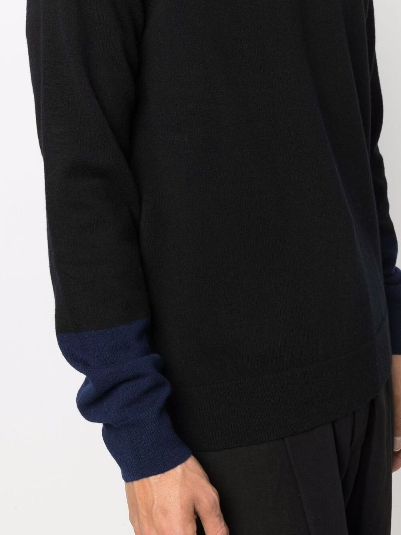 Black Panelled Wool Jumper