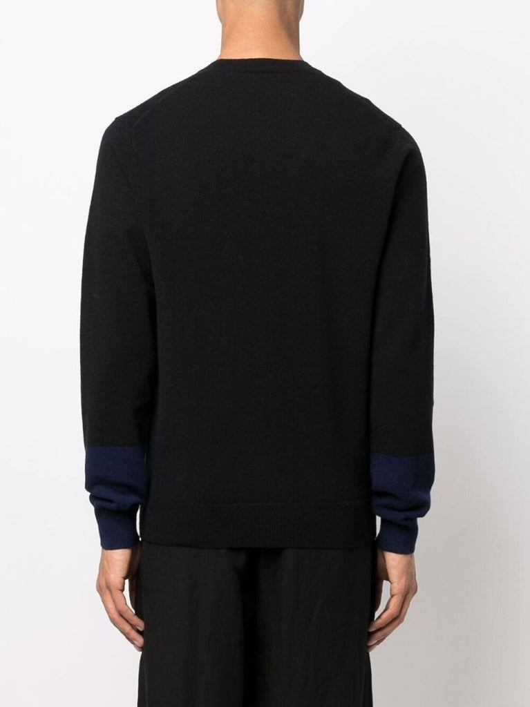 Black Panelled Wool Jumper