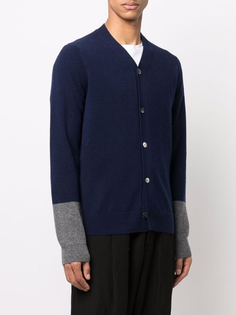 Blue V-neck Wool Cardigan