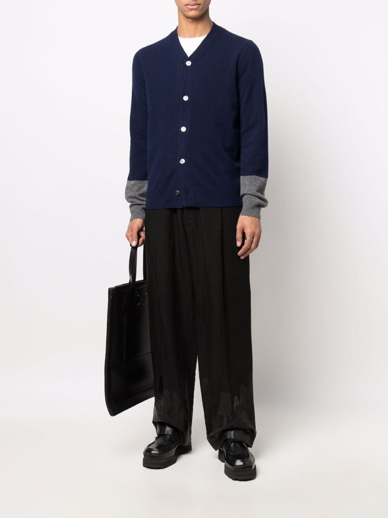 Blue V-neck Wool Cardigan