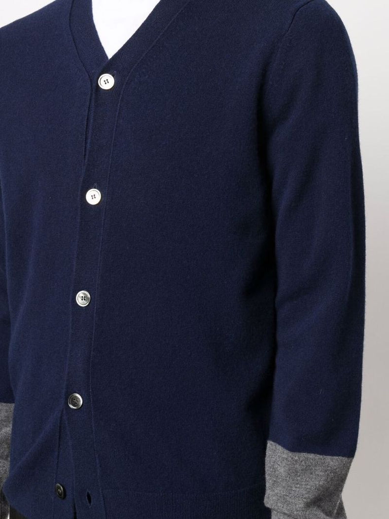 Blue V-neck Wool Cardigan