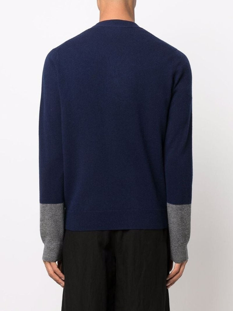 Blue V-neck Wool Cardigan