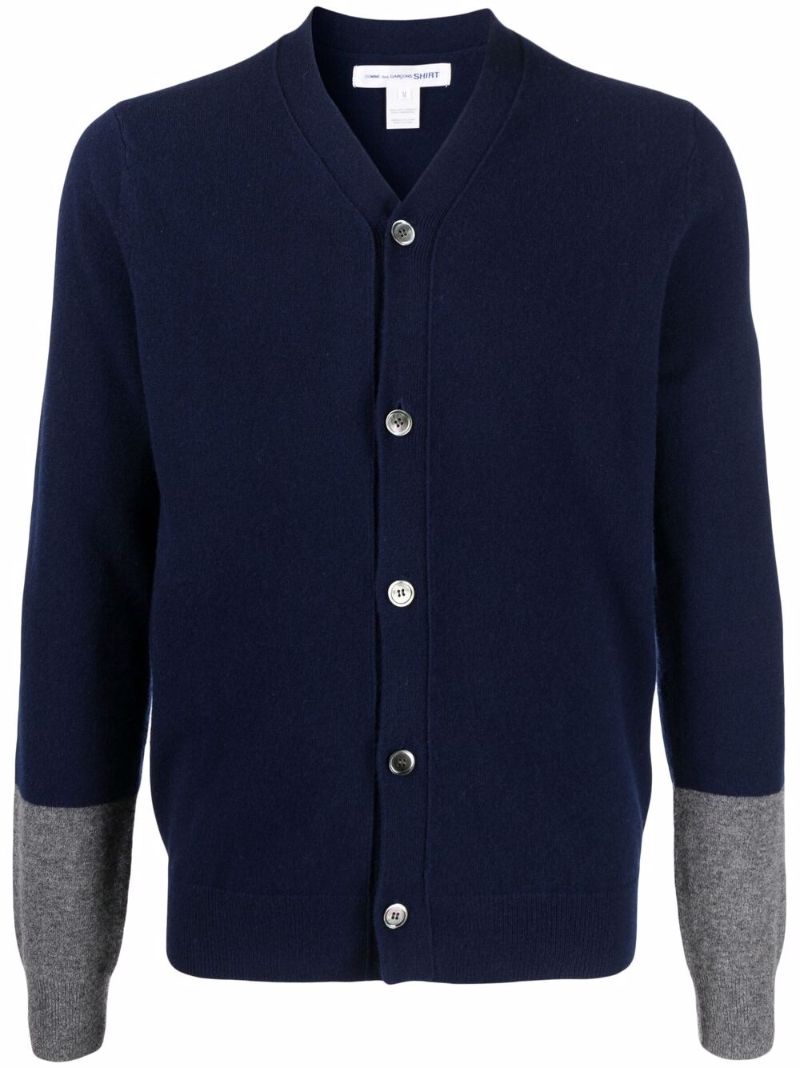 Blue V-neck Wool Cardigan