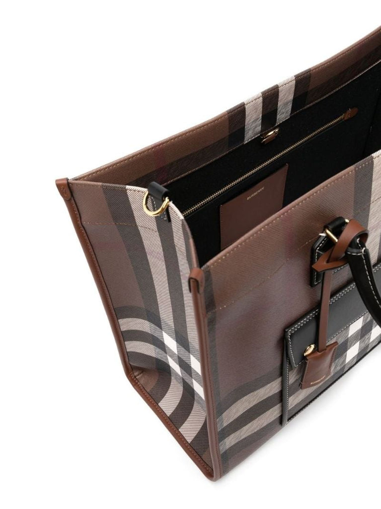 Brown Medium Freya Tartan Print Tote Bag