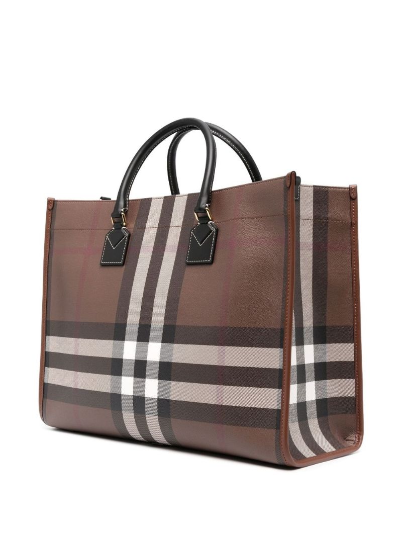 Brown Medium Freya Tartan Print Tote Bag