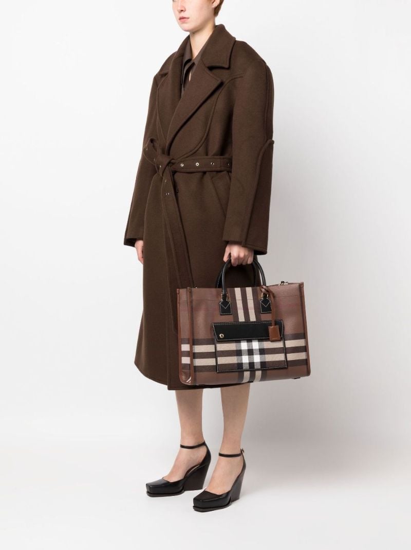 Brown Medium Freya Tartan Print Tote Bag