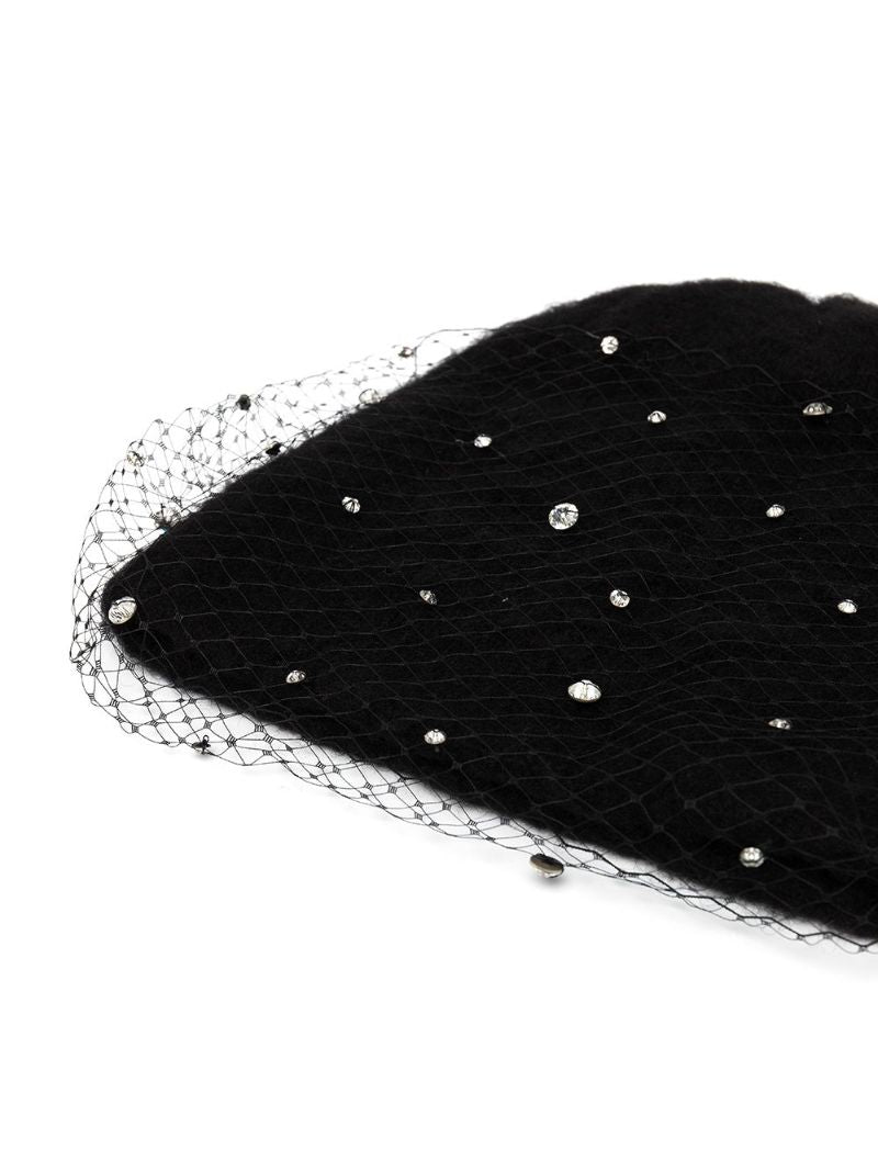Black Alaina Voilette Beanie Hat