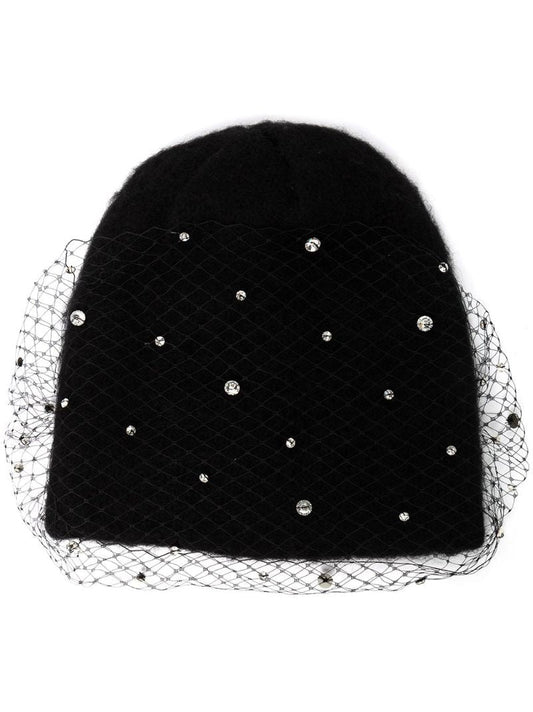 Black Alaina Voilette Beanie Hat