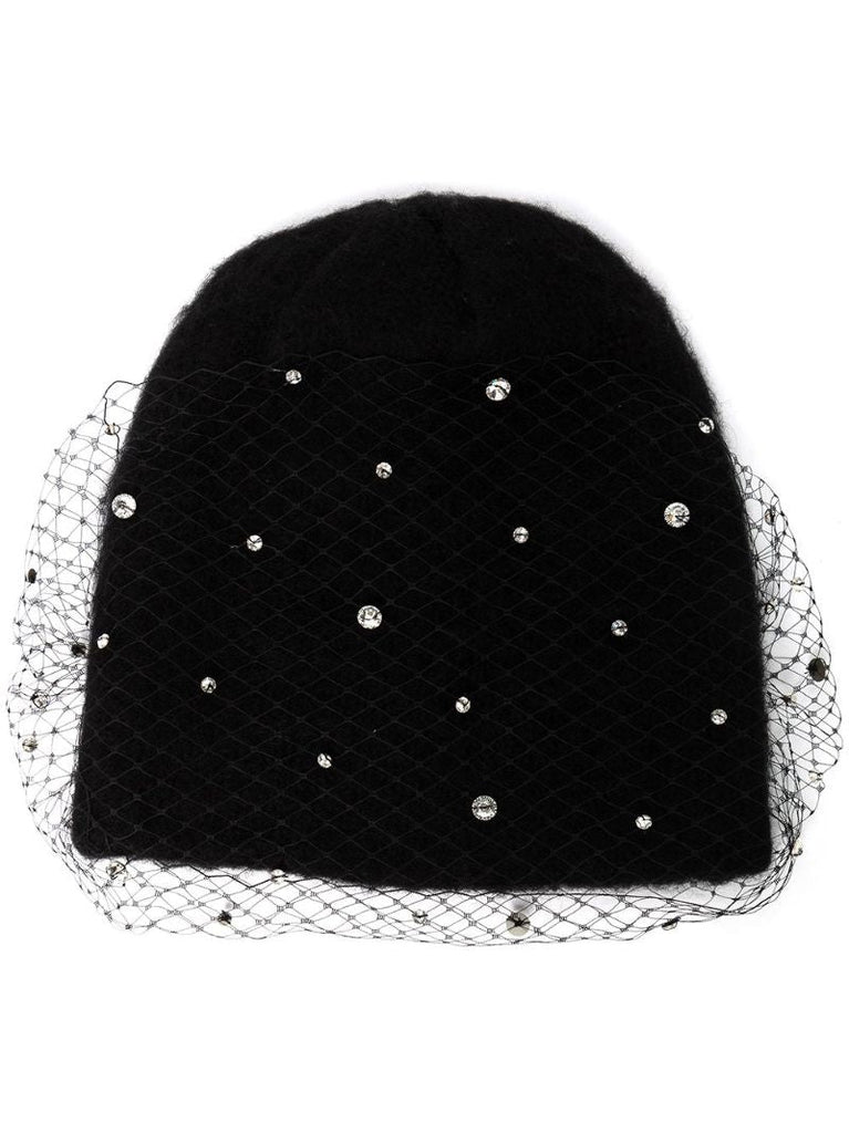 Black Alaina Voilette Beanie Hat