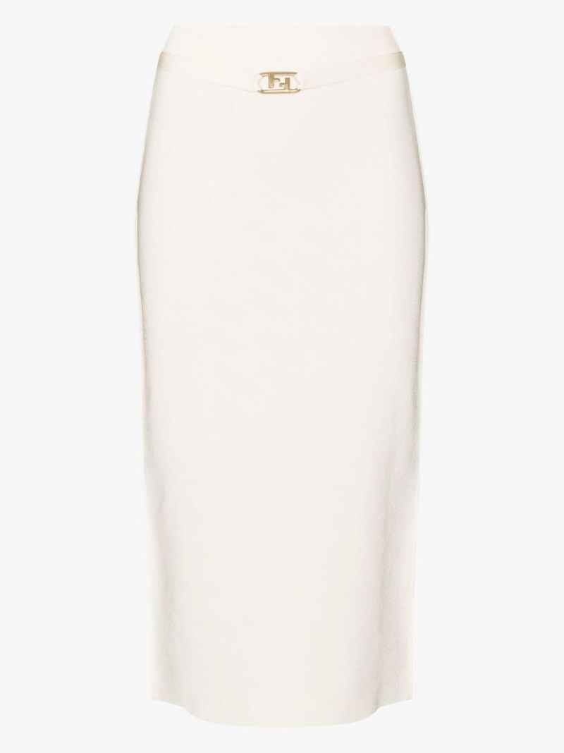 White High Waist Midi Skirt