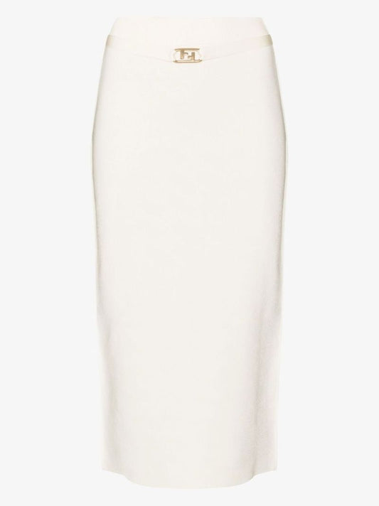 White High Waist Midi Skirt