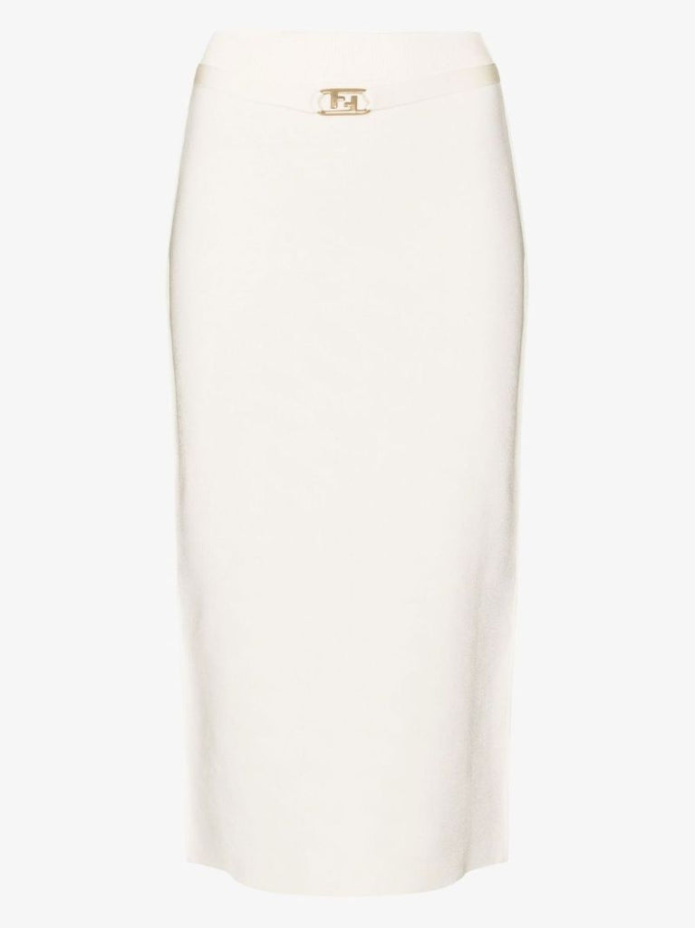 White High Waist Midi Skirt
