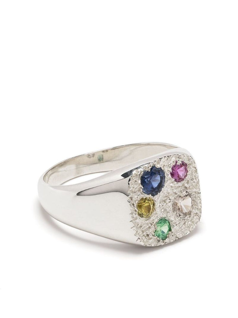 Sterling Silver Hanging Basket Sapphire Ring