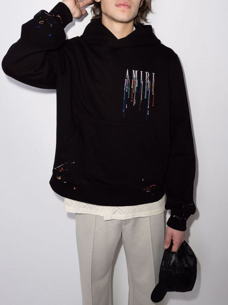 Paint Drip Logo Cotton Hoodie