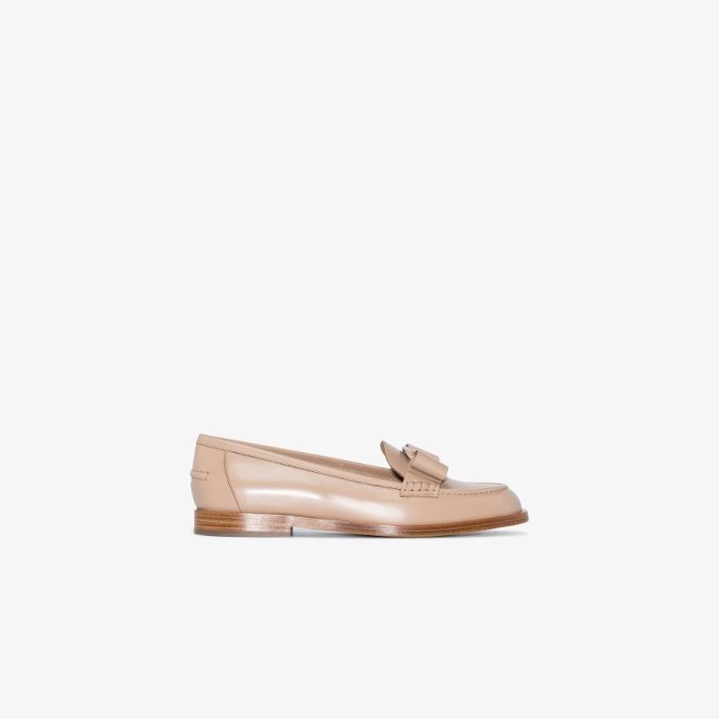 Neutral Viva Flat Leather Loafers