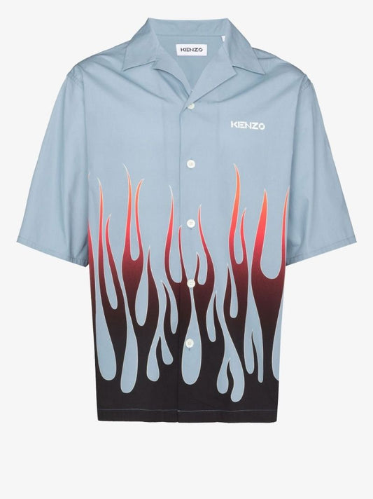 Flame Print Cotton Shirt