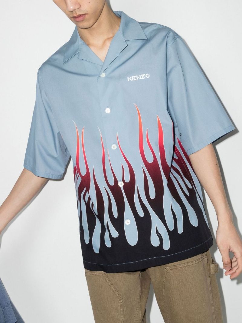 Flame Print Cotton Shirt
