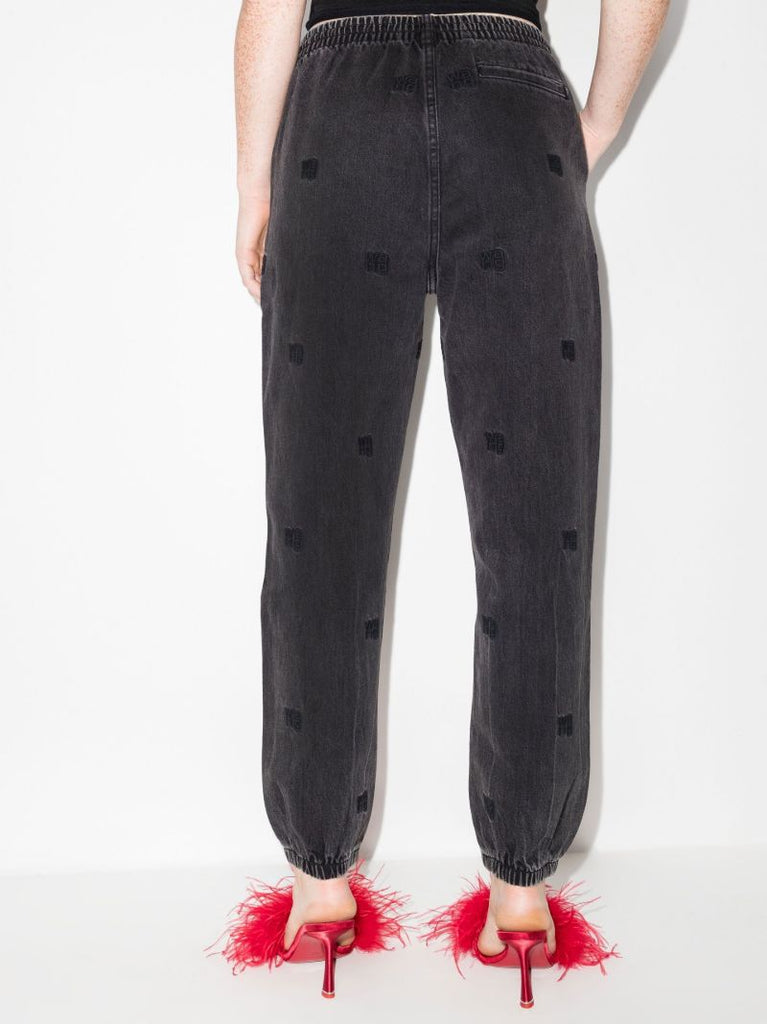 Logo Embroidered Denim Track Pants