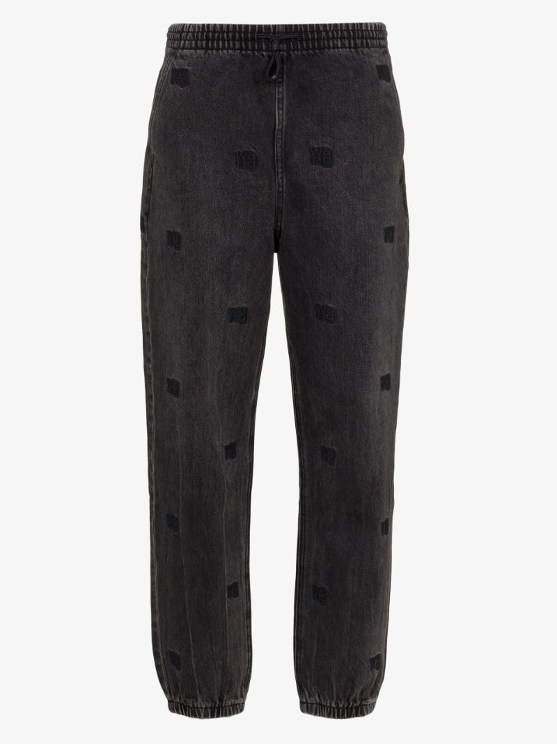 Logo Embroidered Denim Track Pants