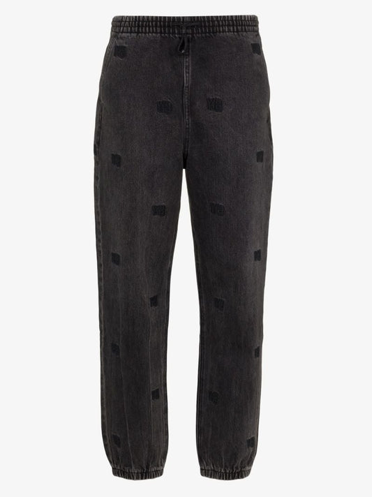 Logo Embroidered Denim Track Pants