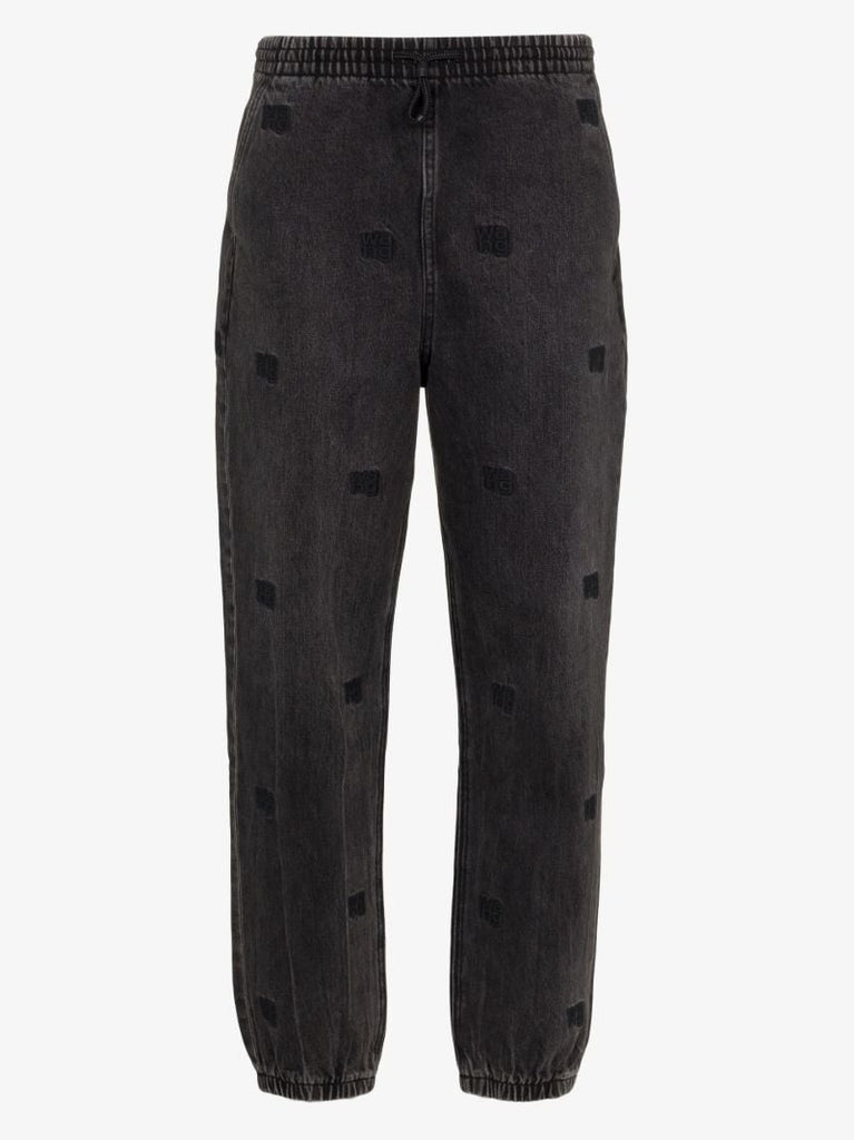 Logo Embroidered Denim Track Pants