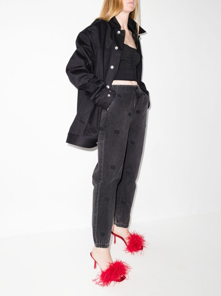Logo Embroidered Denim Track Pants