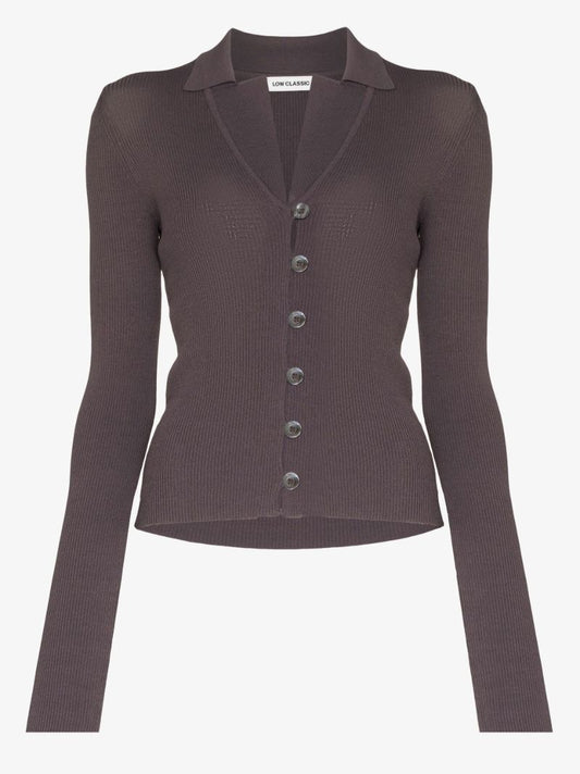 Grey Open Front Ribbed Knit Cardigan