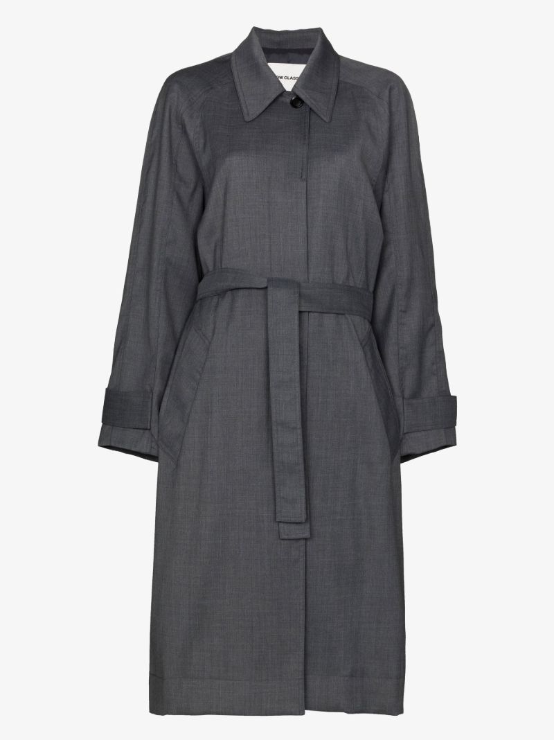 Grey Belted Trench Coat