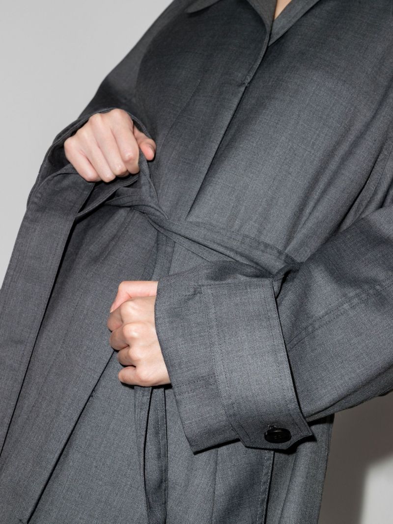 Grey Belted Trench Coat