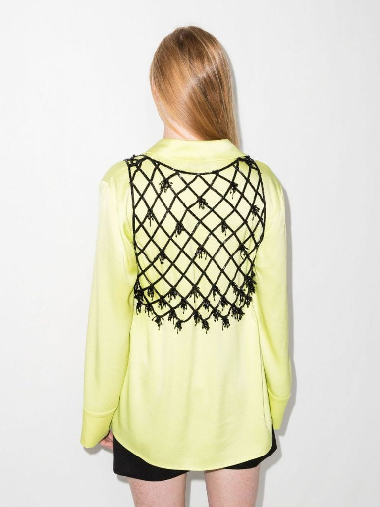 Black Beaded Net Crop Top
