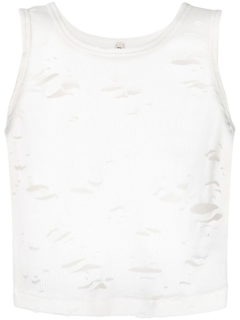 White Distressed Tank Top
