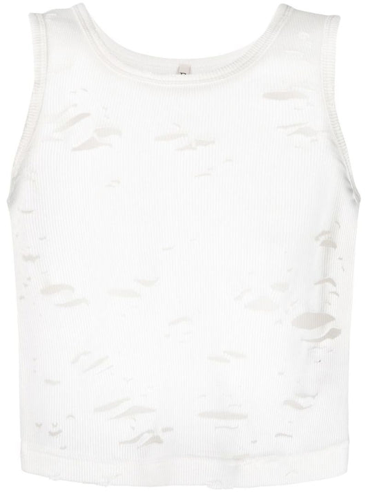 White Distressed Tank Top
