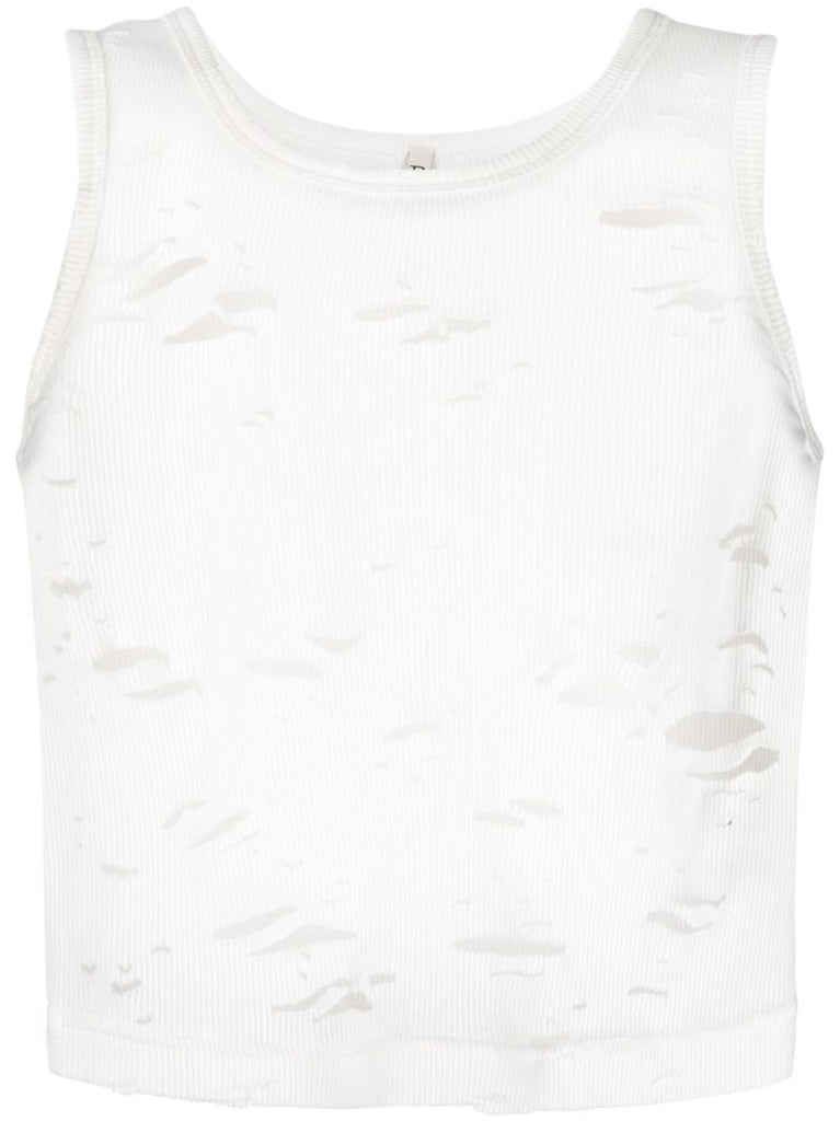 White Distressed Tank Top