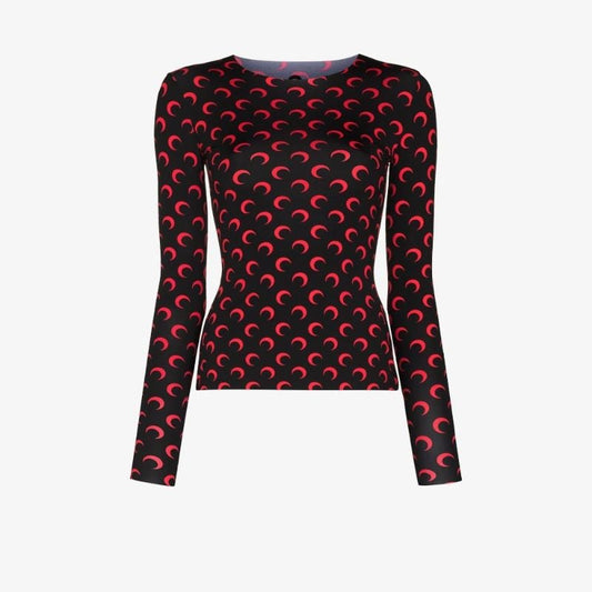 Crescent Moon Print Top
