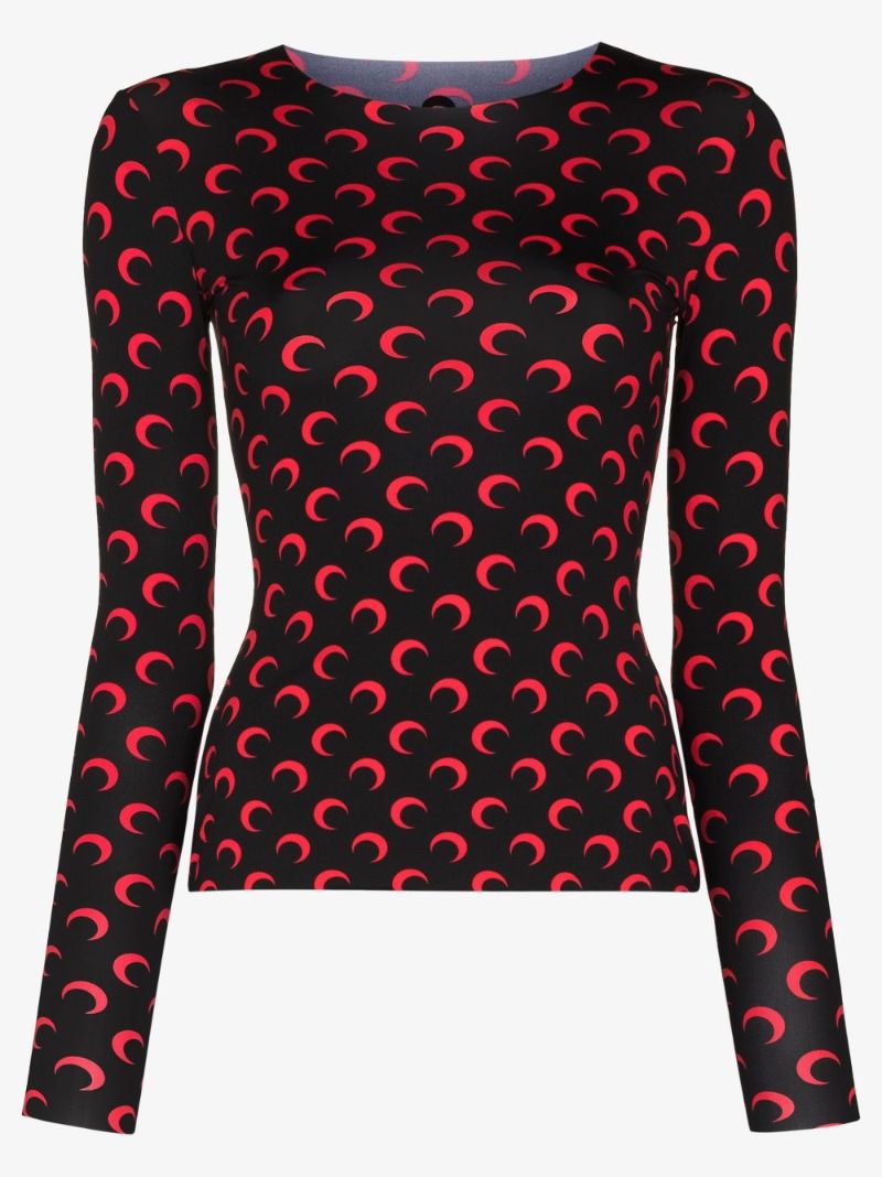 Crescent Moon Print Top