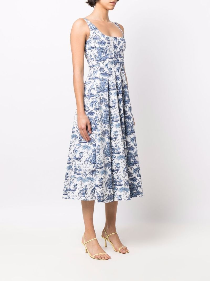 Blue Wells Botanical Print Midi Dress
