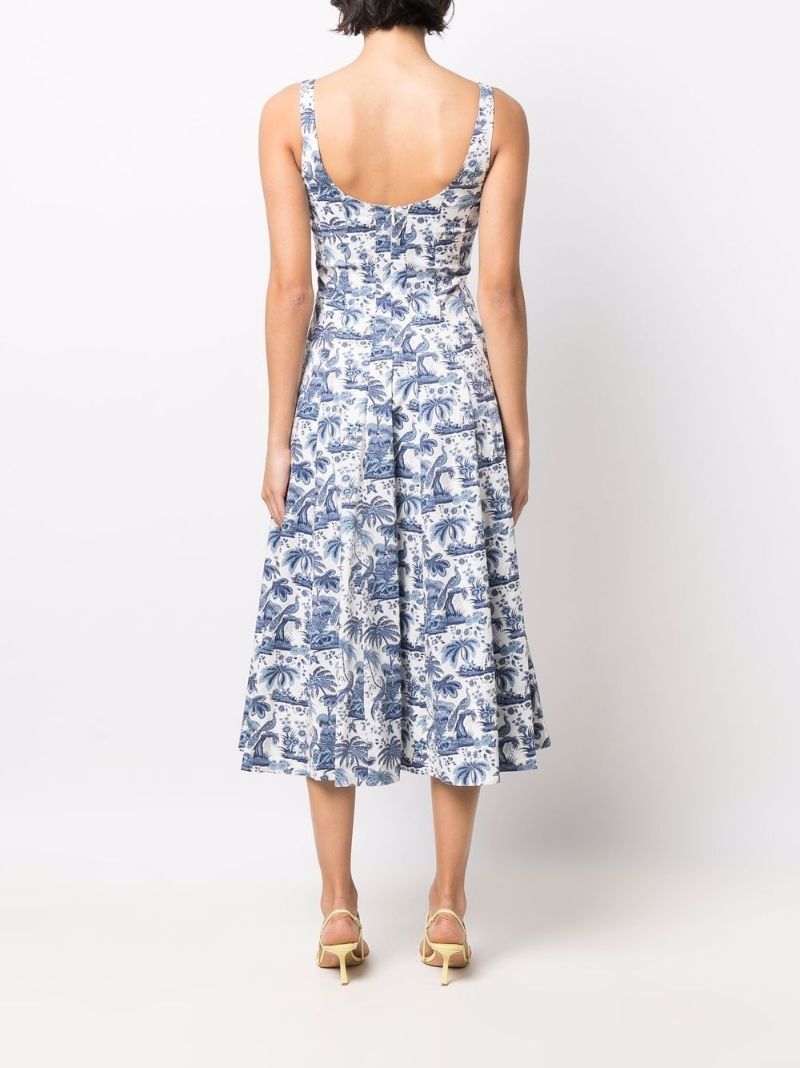 Blue Wells Botanical Print Midi Dress