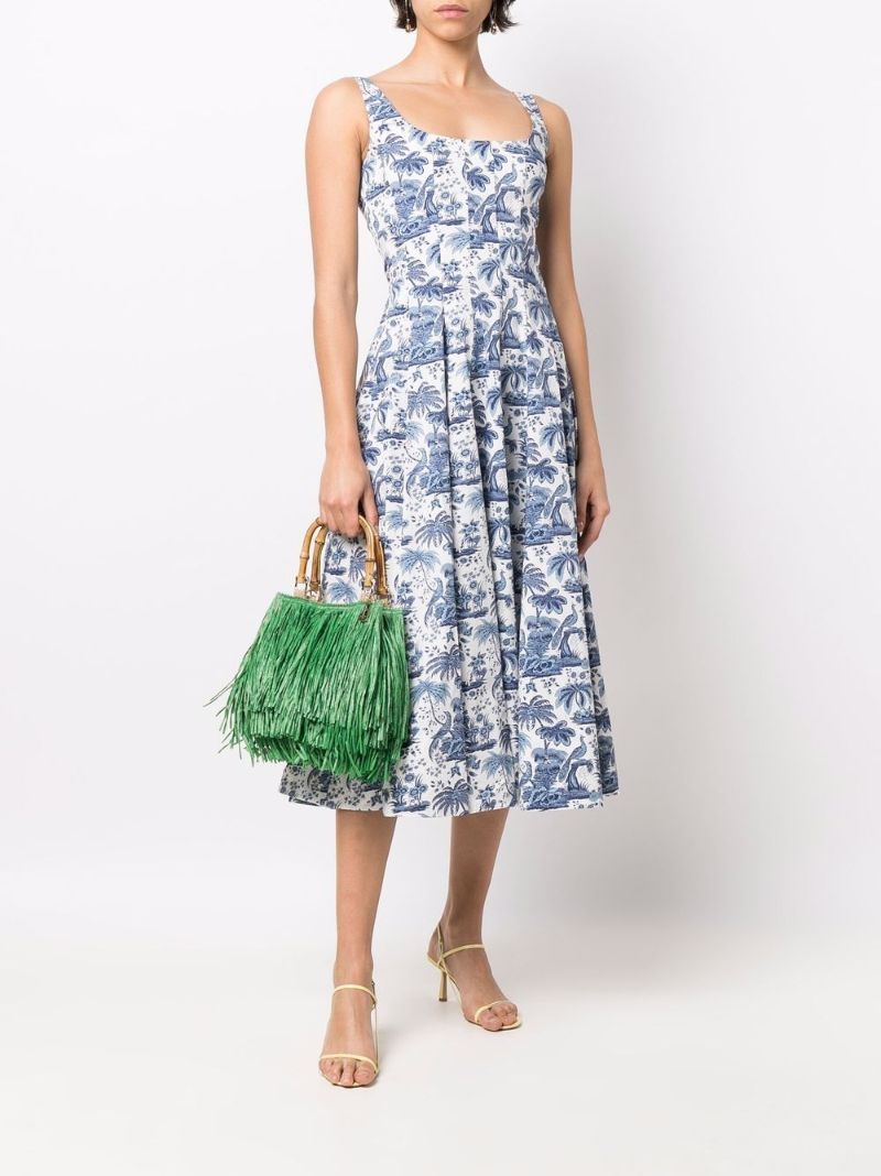 Blue Wells Botanical Print Midi Dress